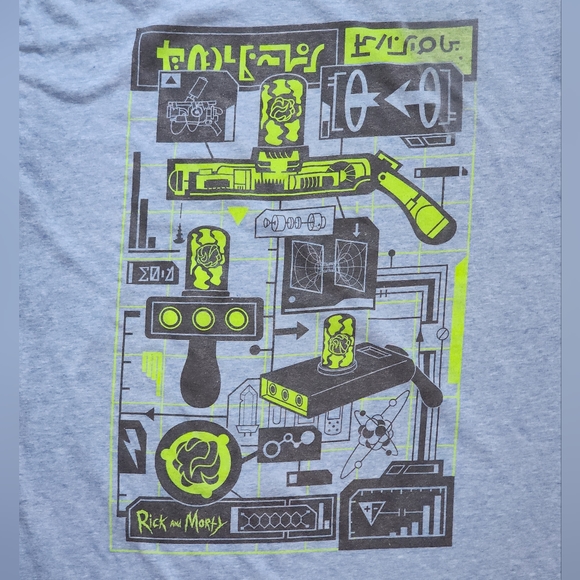men's Loot Crate Rick and Morty blue short sleeve ray gun tshirt size Large - Picture 3 of 4